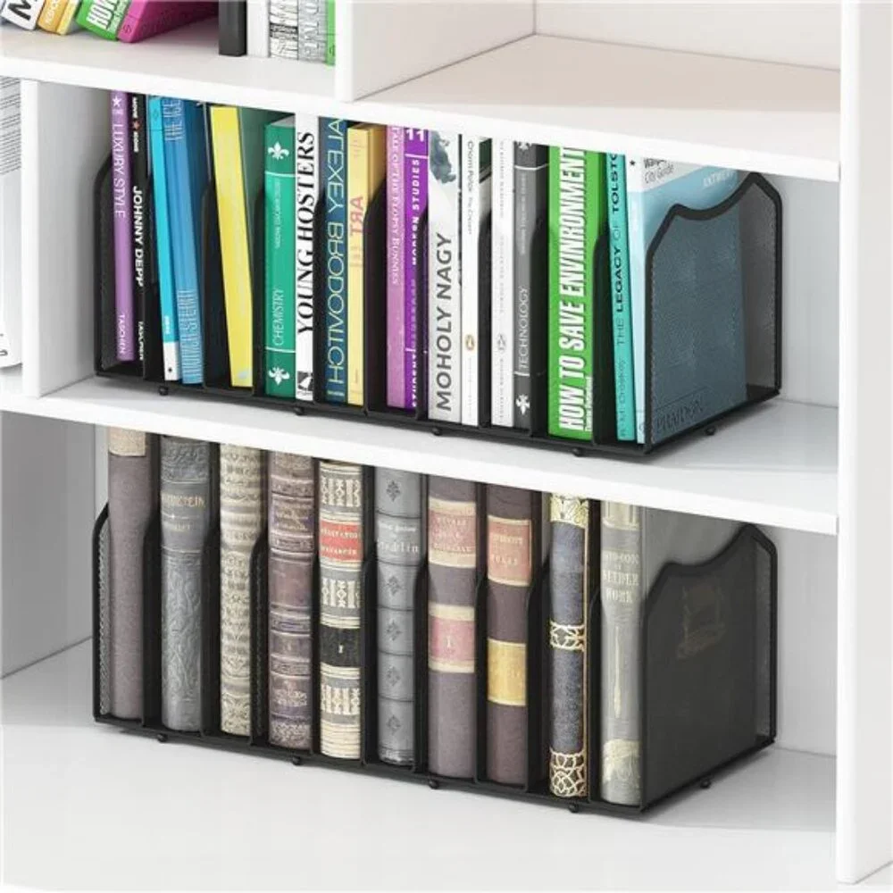 Mesh Desktop File Sorter Organizer 5 Section Desk Office Bookshelf Black